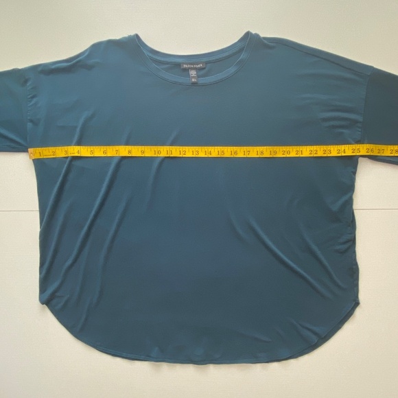 Eileen Fisher Fine Jersey Oversized Round Neck Top Alpine Green Size Large - Picture 8 of 11